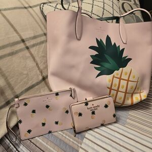 Kate Spade Light Pink Pineapple Tote Set